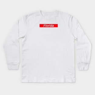 Florida // Red Box Logo Kids Long Sleeve T-Shirt